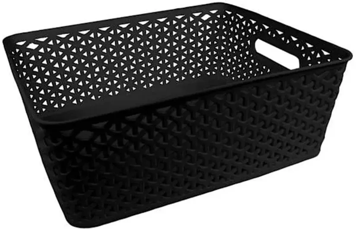 Black Y-Weave Storage Basket, Medium