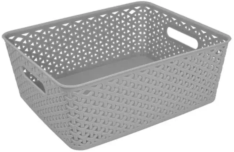 Light Grey Y-Weave Storage Basket, Medium