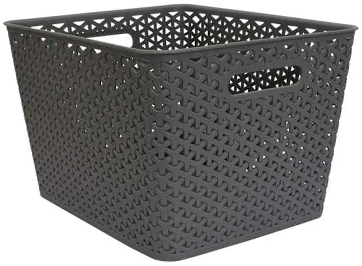 Grey Y-Weave Storage Basket, Large