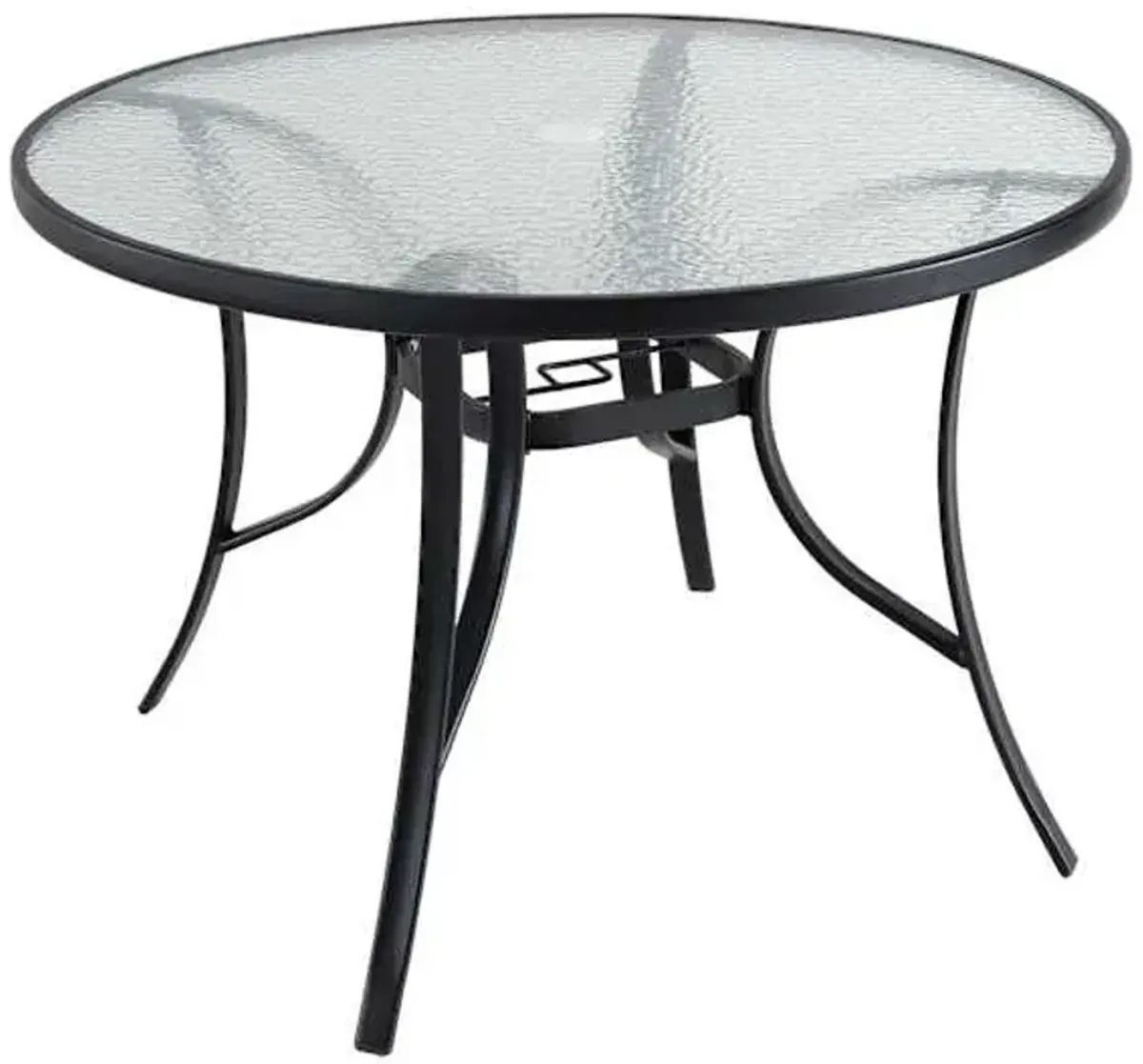 Round Water Wave Glass Top Outdoor Dining Table, Black