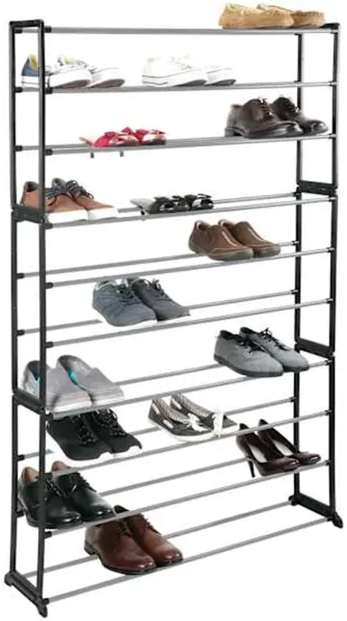 50-Pair Standing Shoe Rack, Black