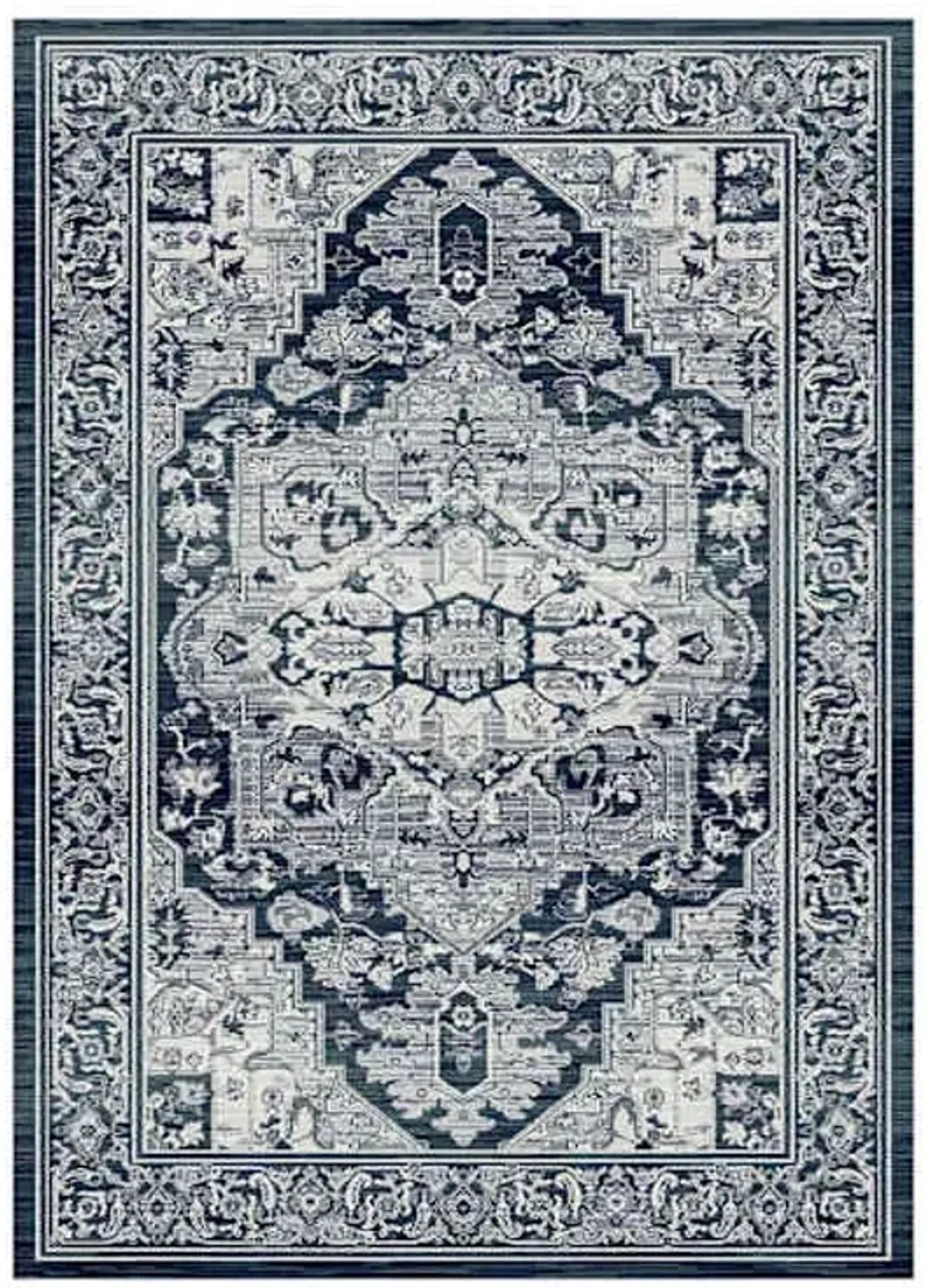 (B542) Caprice Vintage Navy Blue Area Rug, 5x7