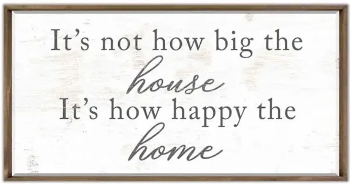 Framed It's Not How Big House It's How Happy The Home Textured Wall Sign, 18x36