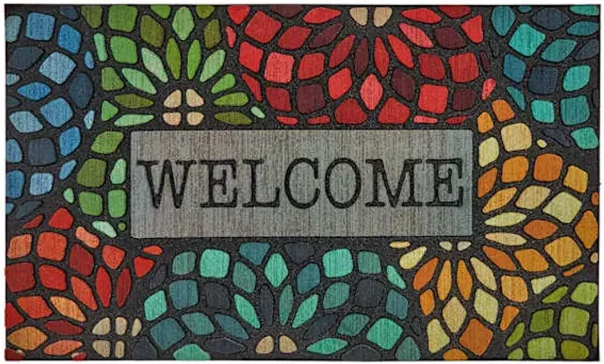 Stained Glass Welcome Doormat, 18x30