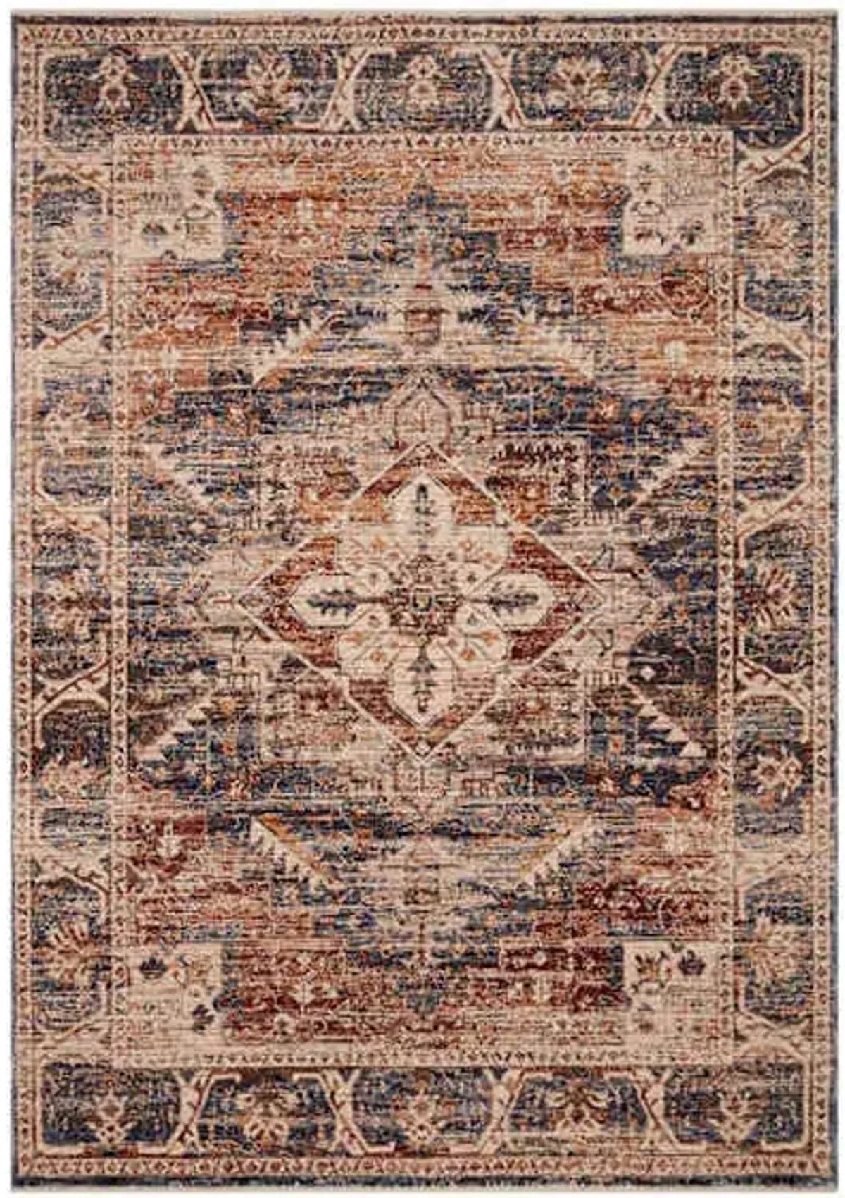 (A407) Halton Slate Rust Distressed-Look Area Rug, 5x8