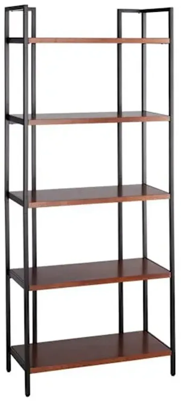 Parkview 5-Tier Metal & Wood Veneer Bookshelf