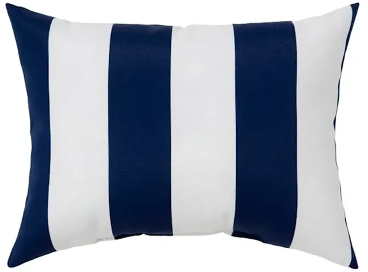 Navy Awning Striped Outdoor Oblong Throw Pillow, 16x12