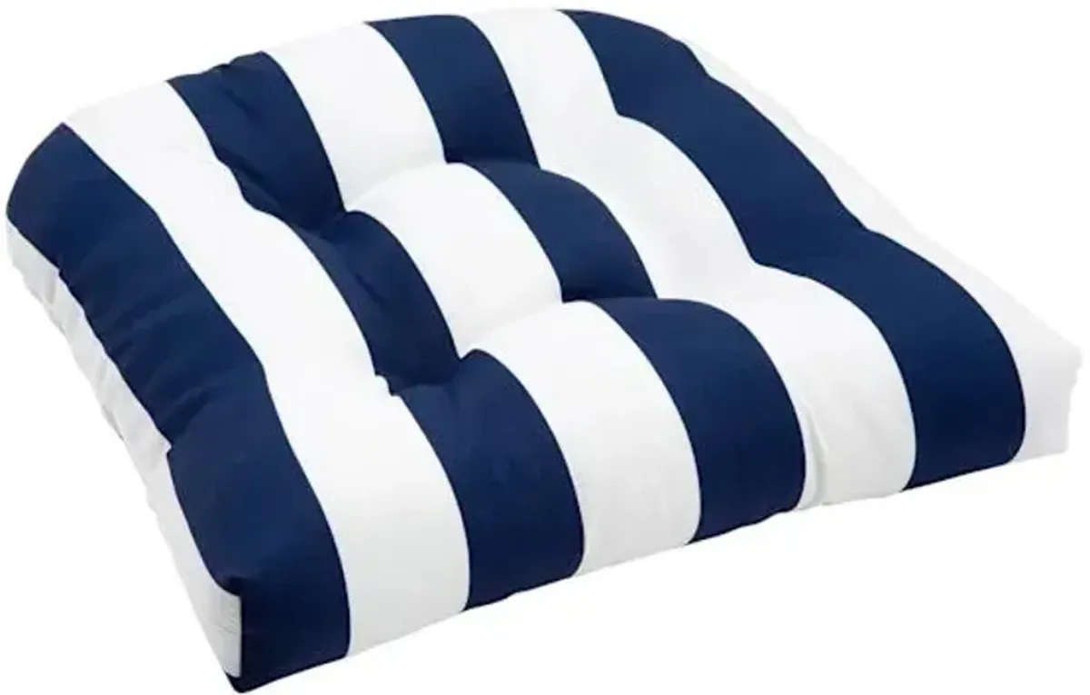 Navy Blue Awning Striped Outdoor Wicker Seat Cushion