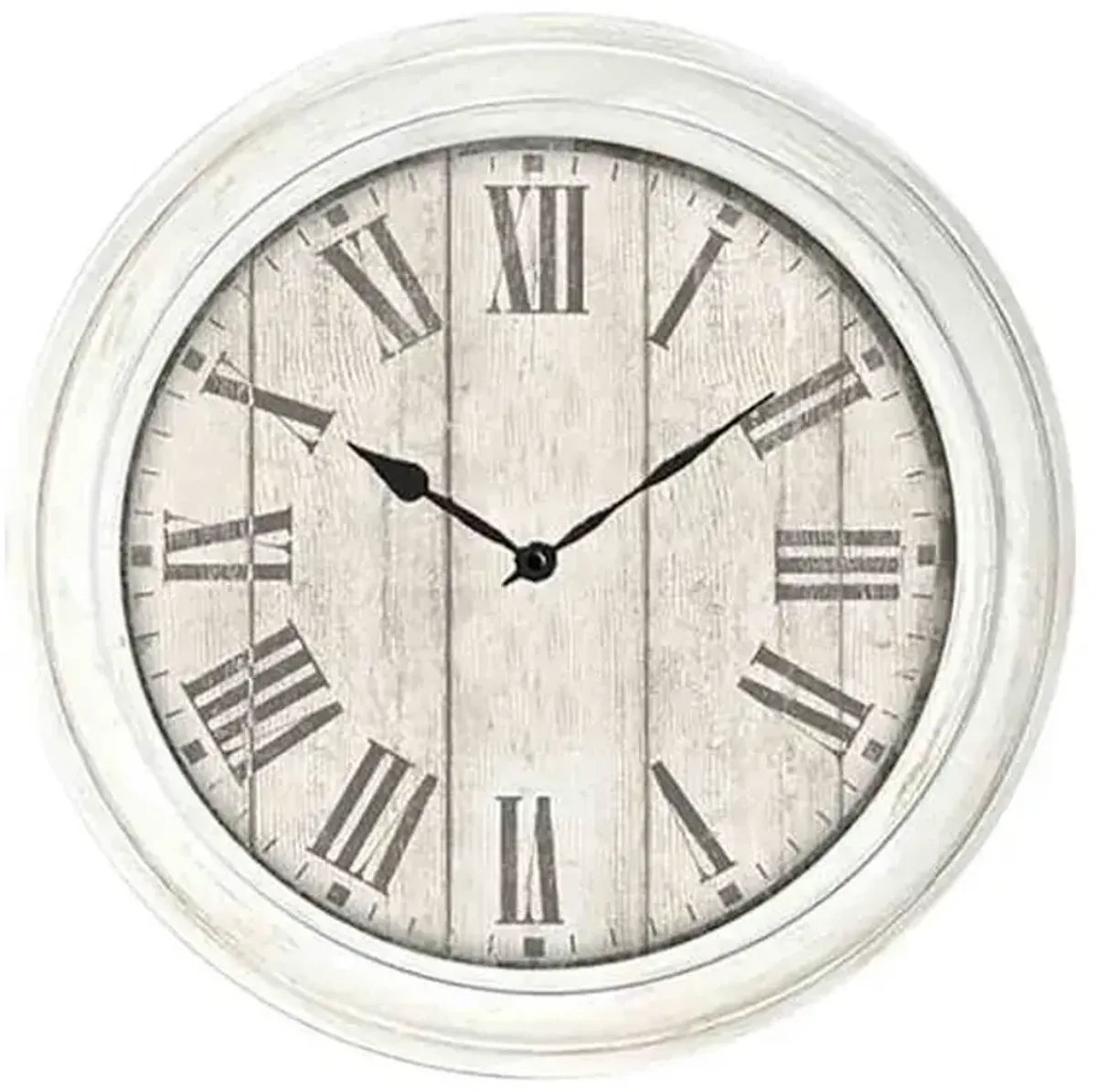 White Wash Roman Numeral Round Wall Clock, 16"