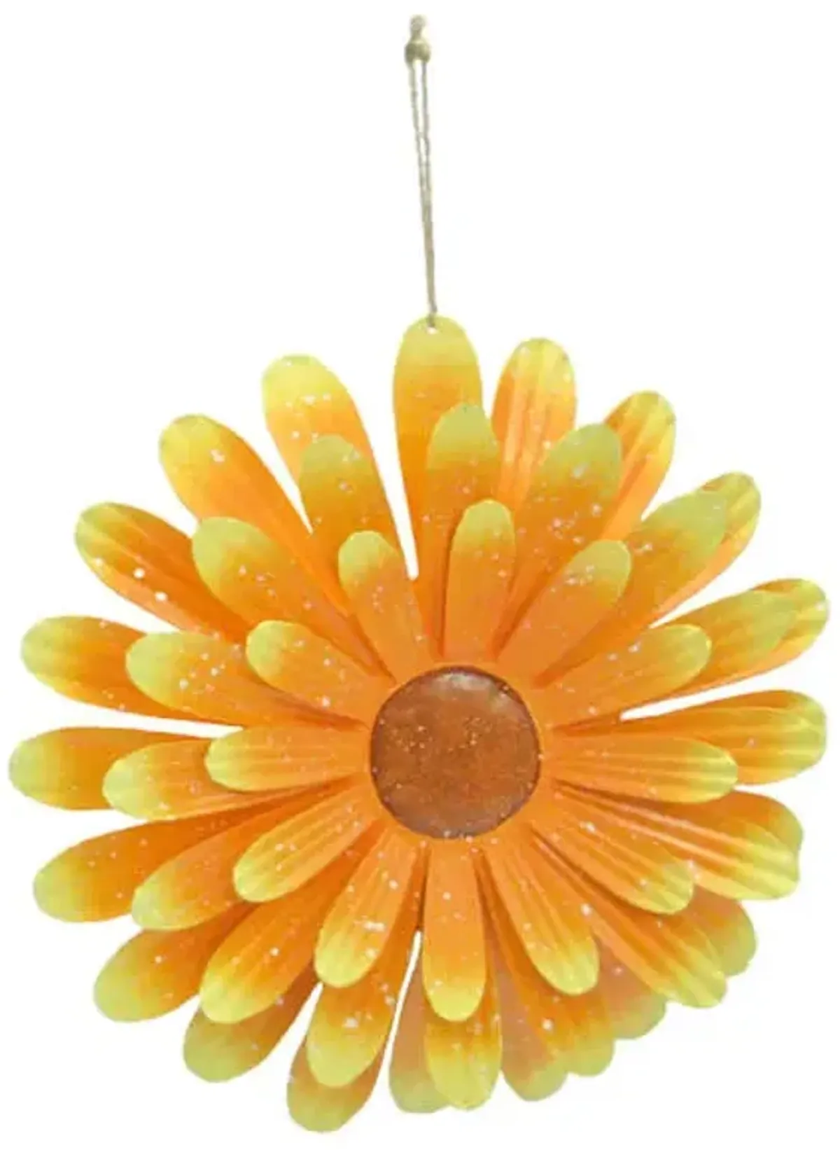Yellow Metal Flower Outdoor Wall Decor, 13"
