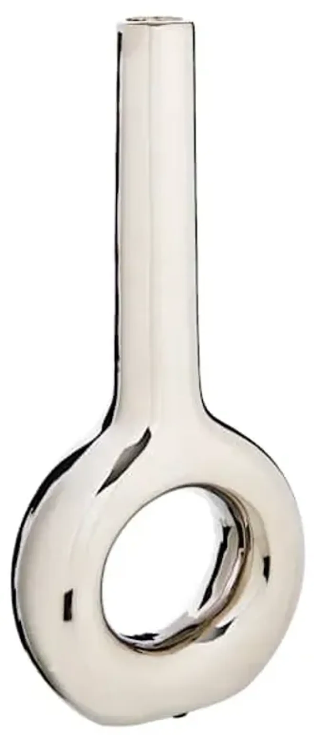 Silver Key Ceramic Vase, 14.5"