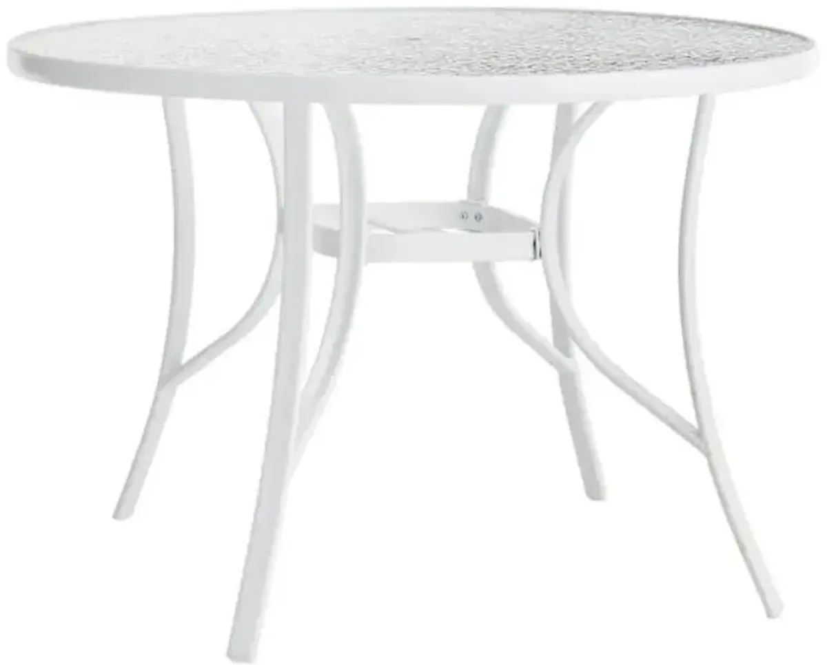 Water Wave Round Glass Top Patio Dining Table, White