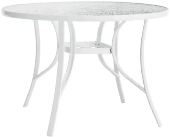 Water Wave Round Glass Top Patio Dining Table, White