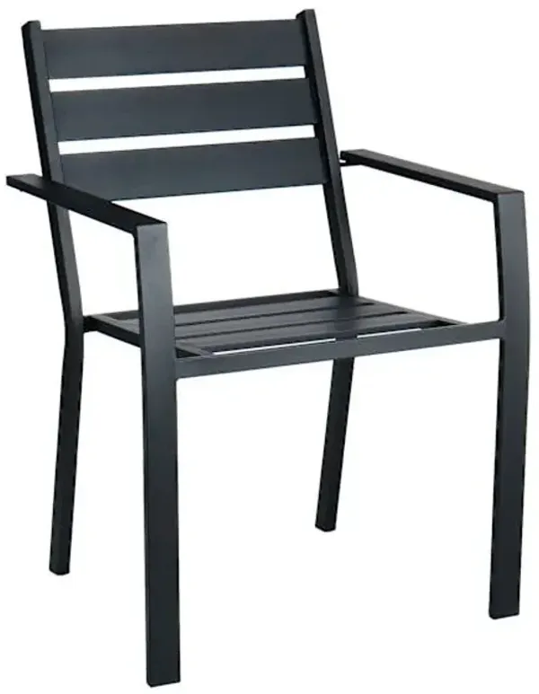 Grammercy Stackable Steel Slat Patio Dining Chair, Black