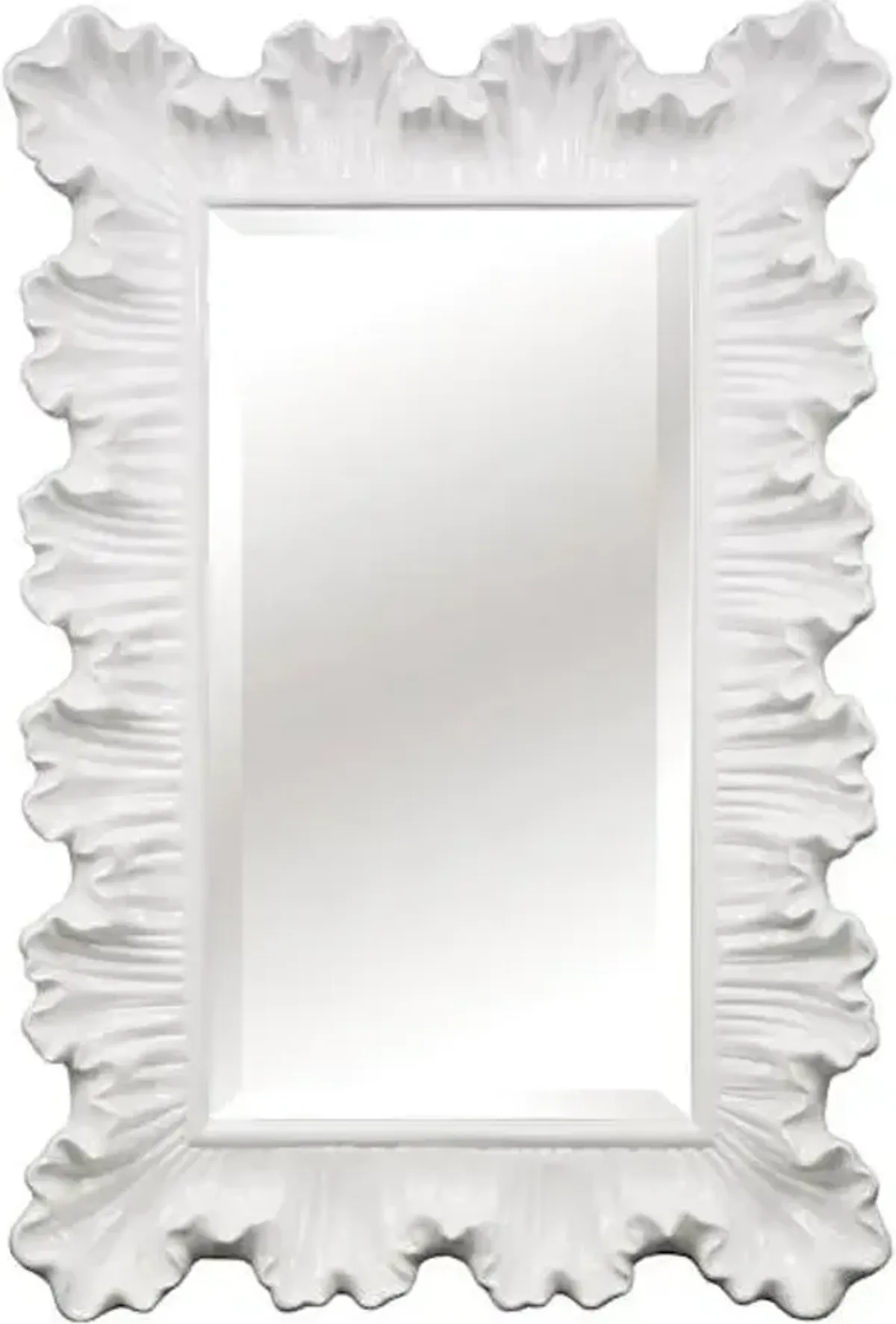 Ariel White Ruffle Framed Rectangle Wall Mirror, 33x48