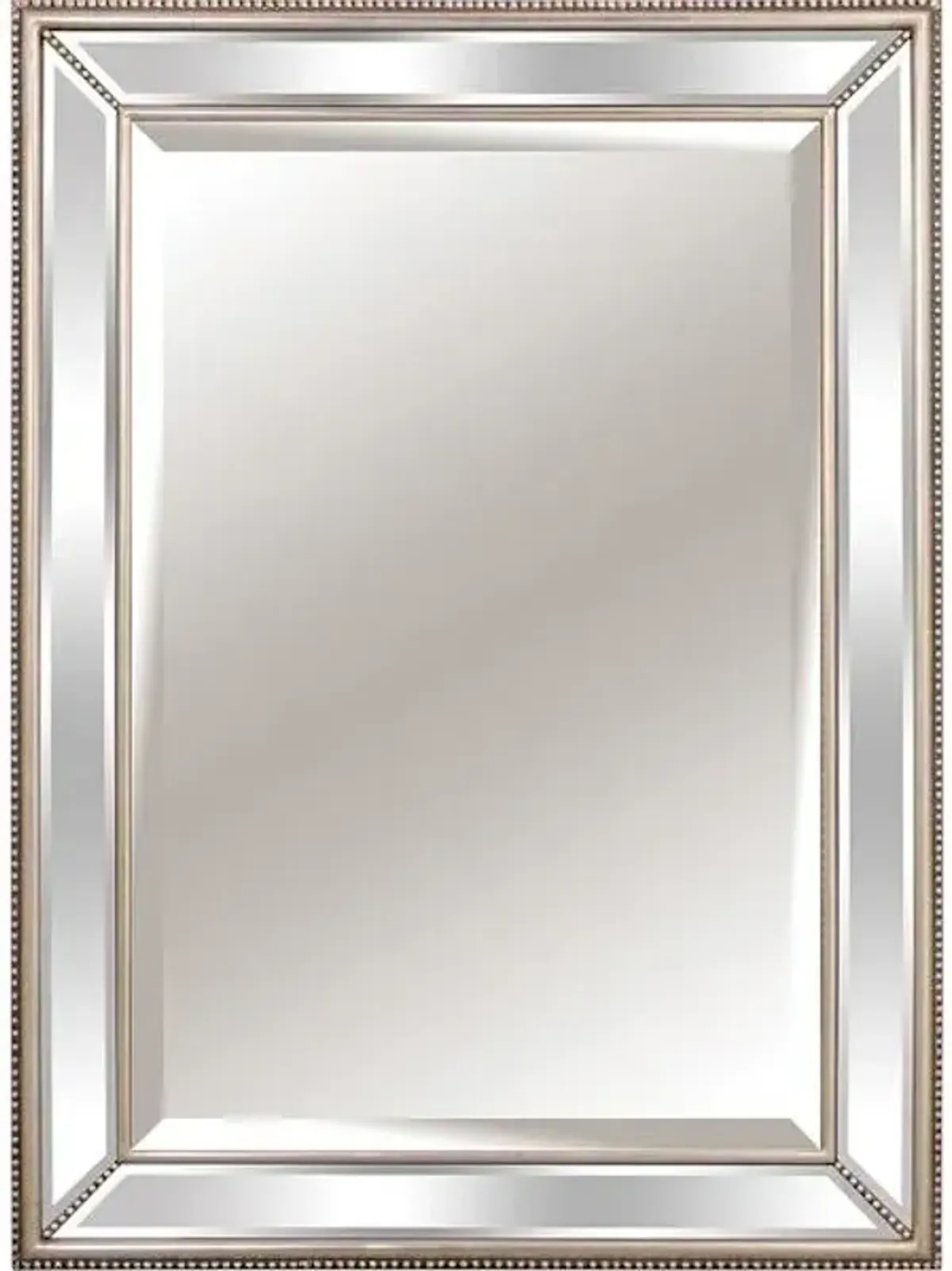 Beaded Silver Framed Rectangle Wall Mirror, 39x49
