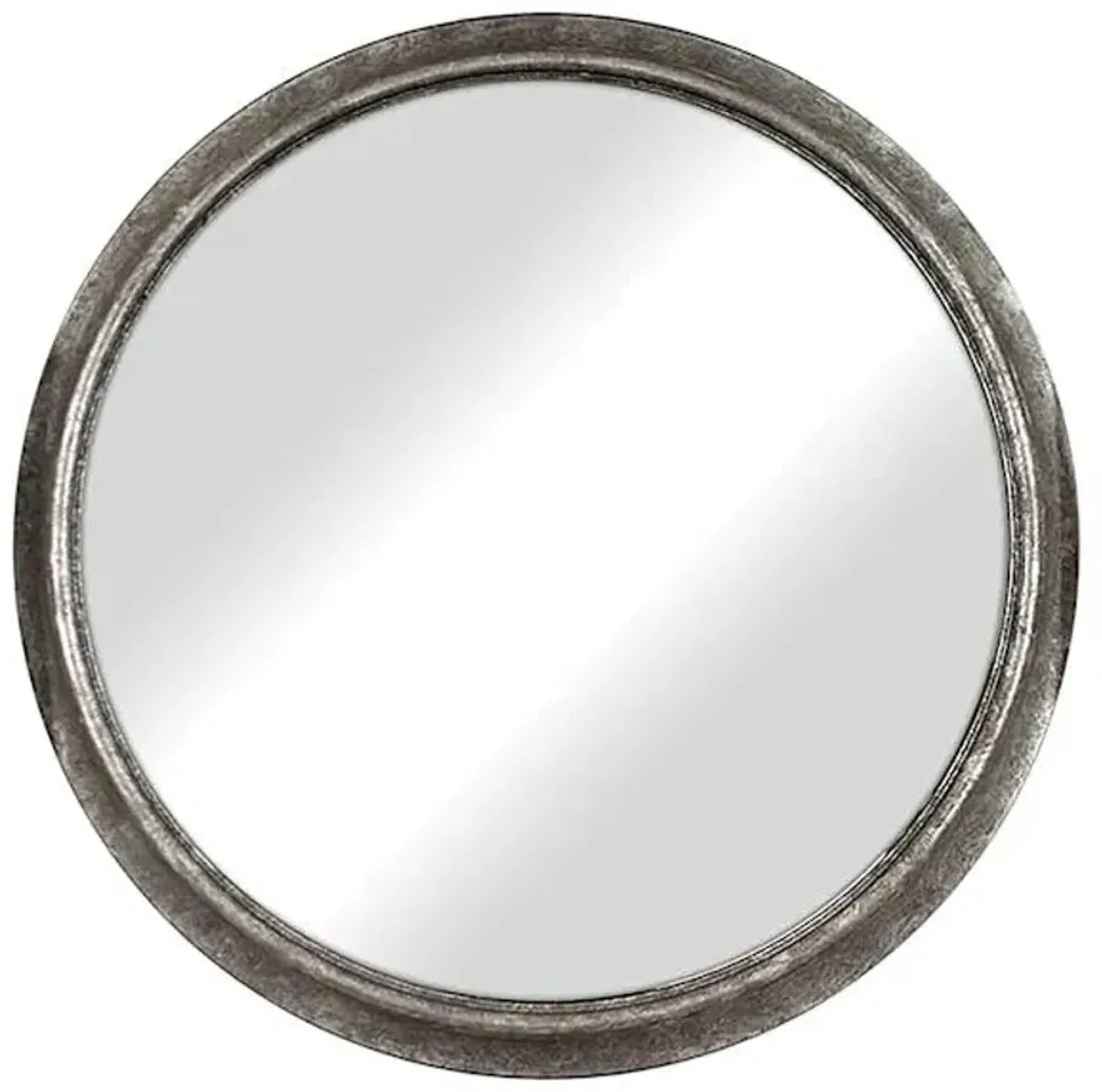 Aged Zinc Round Wall Mirror, 30"