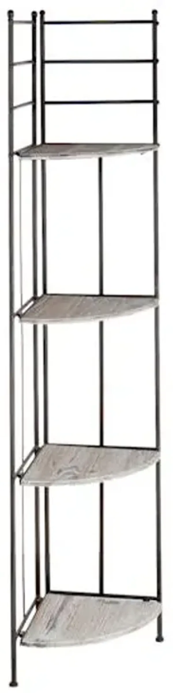 Providence Metal Corner Rack with Folding Wooden Top Shelves, 63"