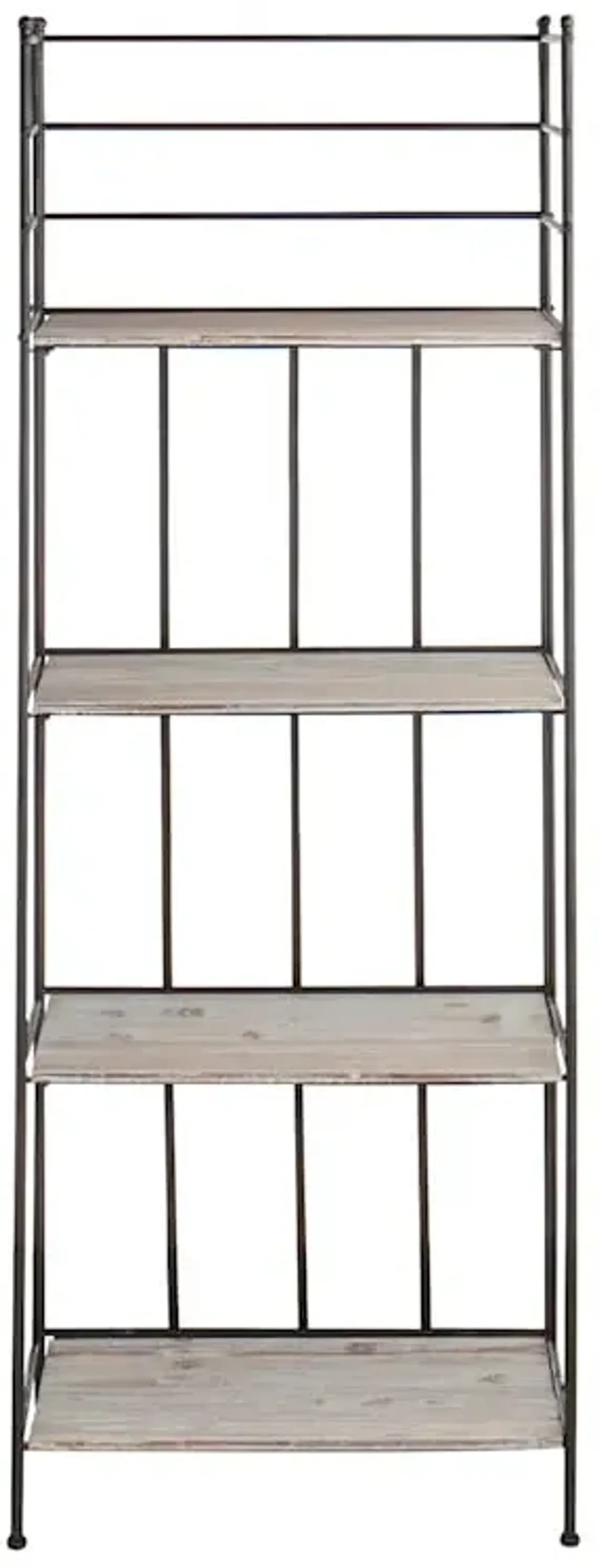 Metal Baker Rack with Folding Wood-Top Shelves, 63"