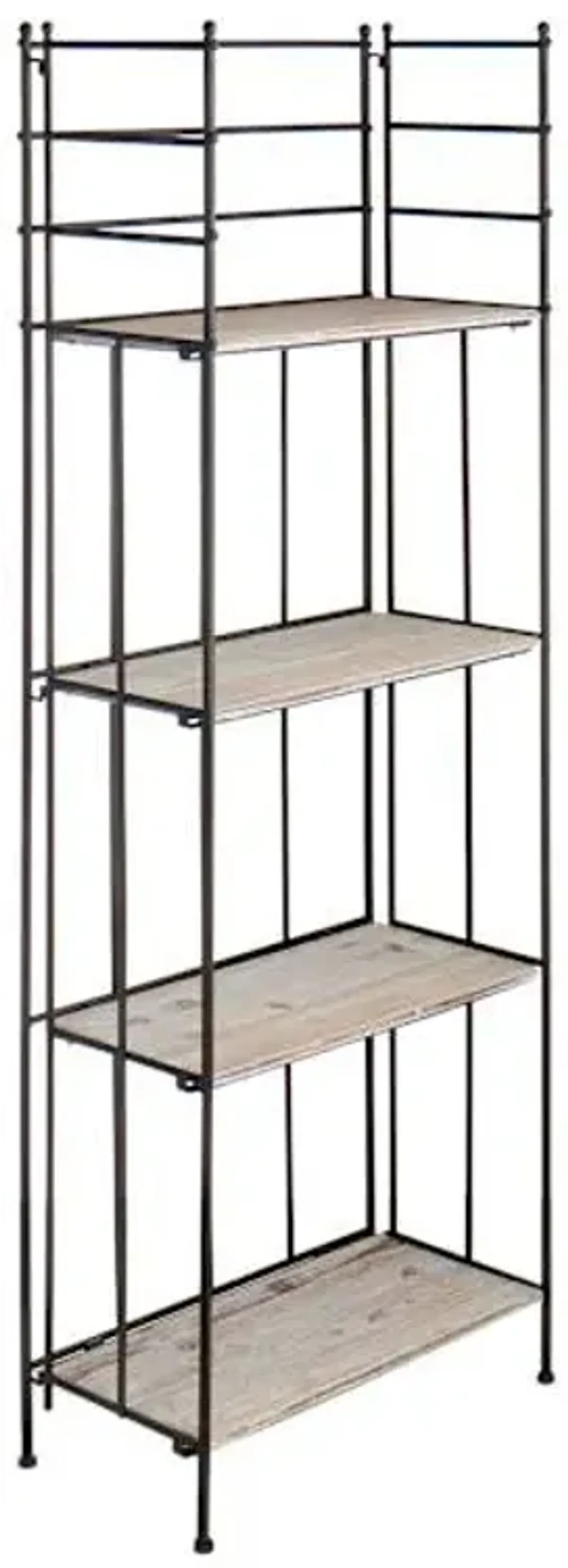 Metal Baker Rack with Folding Wood-Top Shelves, 63"