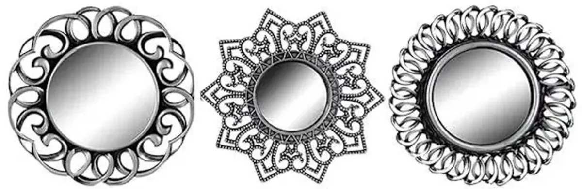 3-Piece Ornate Silver Decorative Wall Mirror Set, 10"