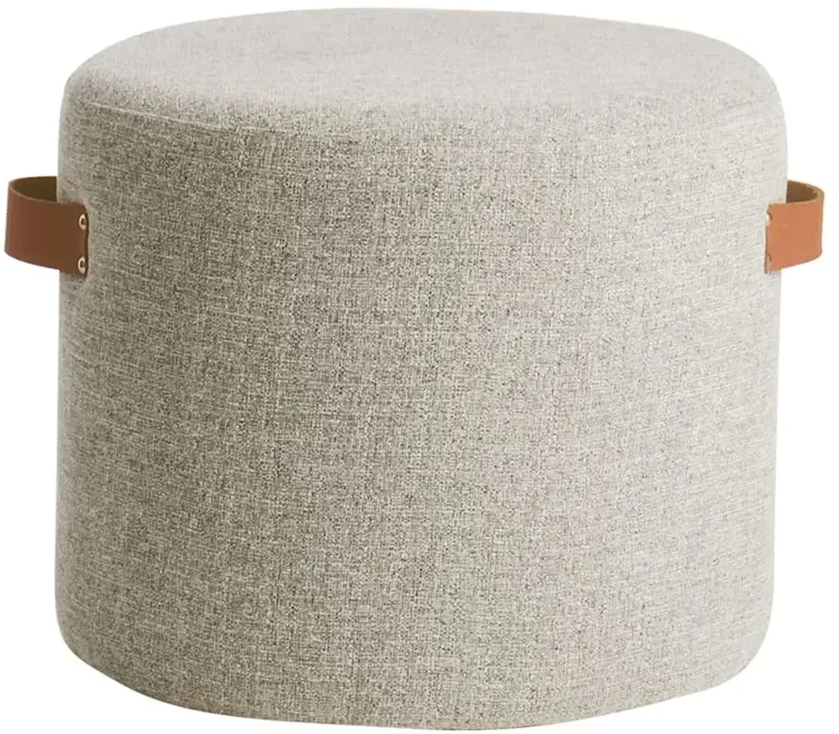 Honeybloom Rica Textured Pouf with Faux Leather Handles, Grey