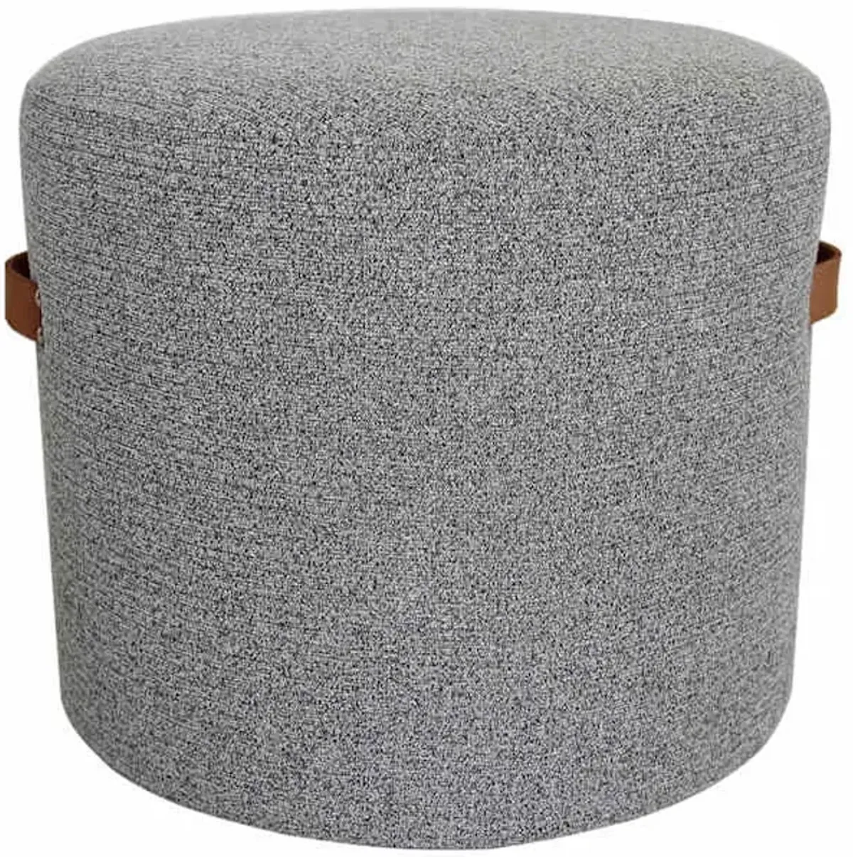 Honeybloom Rica Textured Pouf with Faux Leather Handles, Grey
