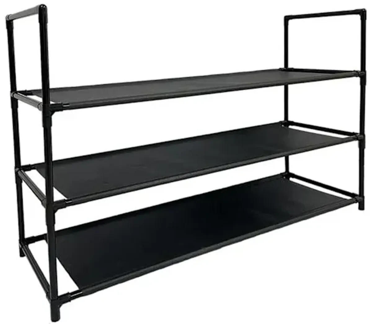 3-Tier Fabric Shoe Rack, Black