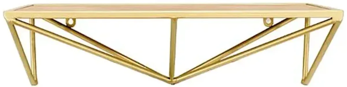 Geometric Metal & Wood Wall Shelf, 18"