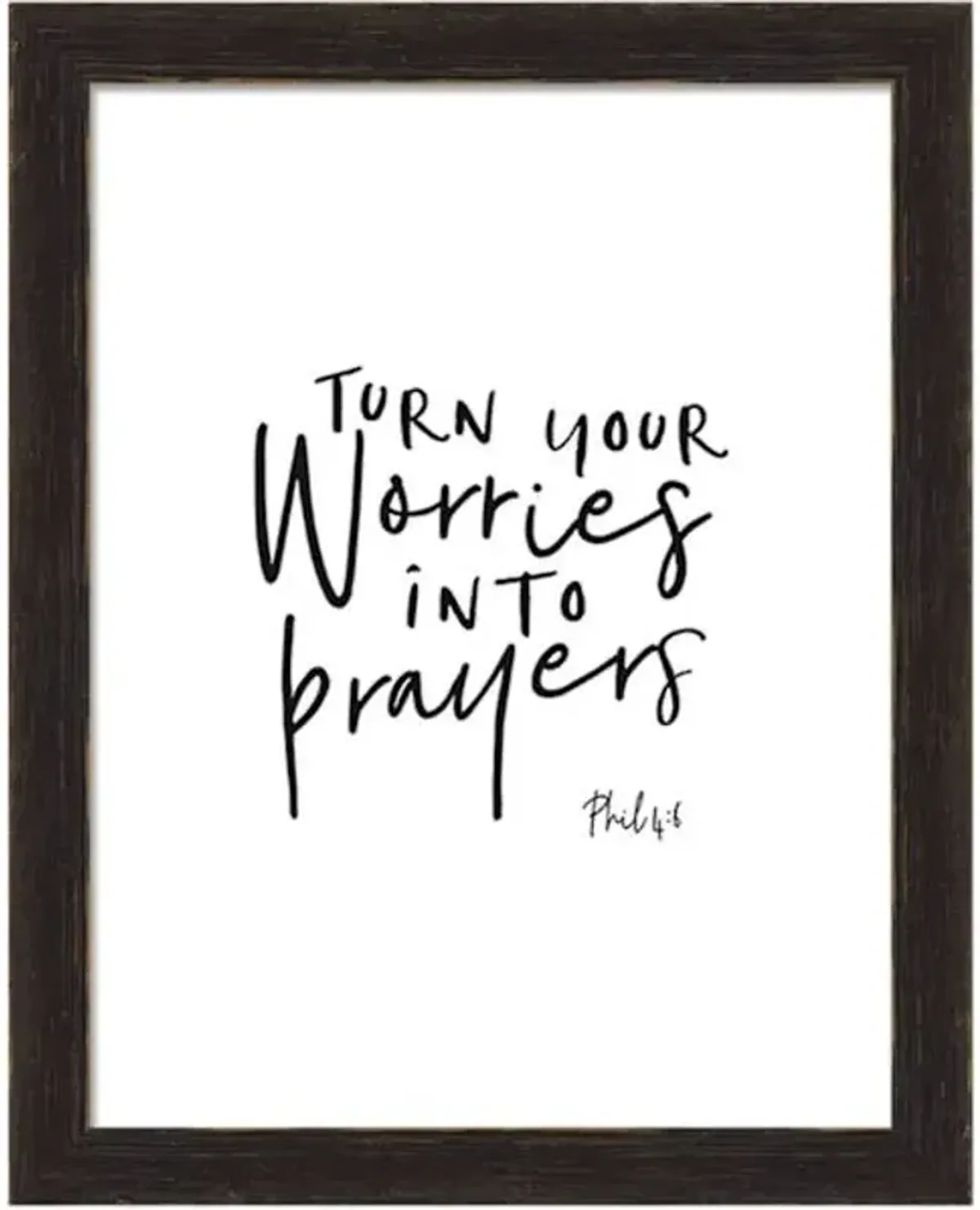 Glass Framed Turn Your Worries Into Prayers Wall Sign, 8x10