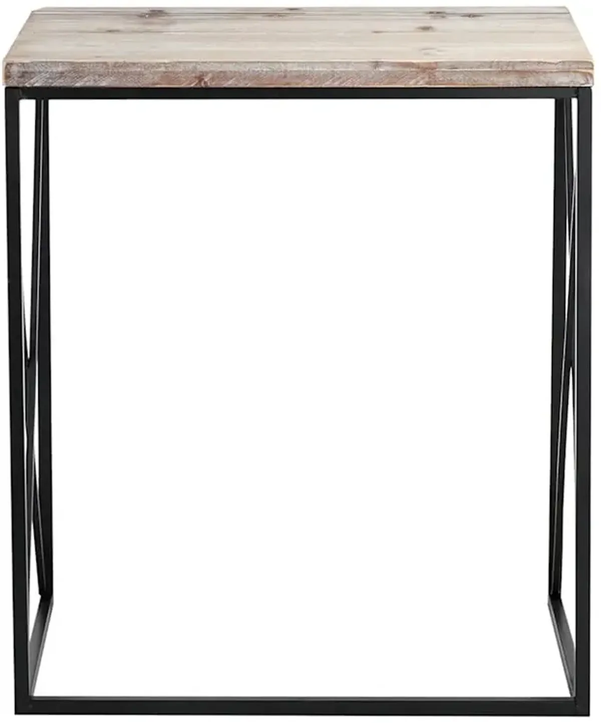 Metal X-Side Table with Wood Top, Large