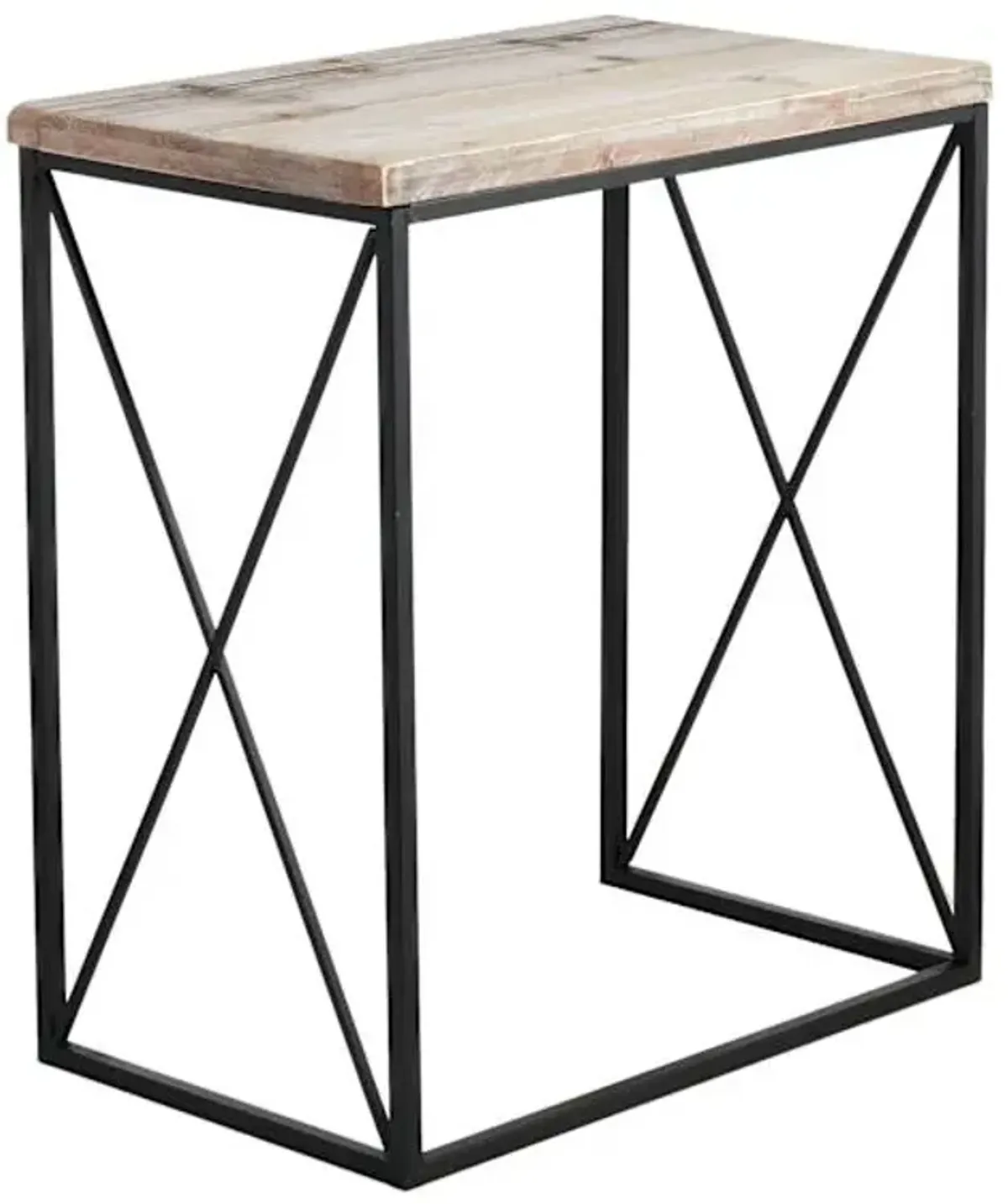Metal X-Side Table with Wood Top, Large