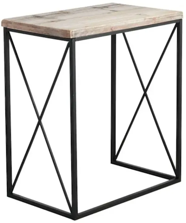 Metal X-Side Table with Wood Top, Large
