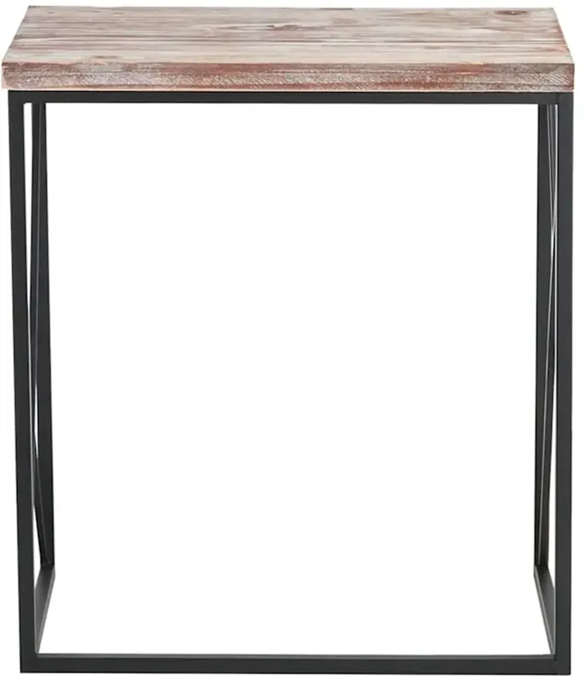 Wooden Top with Black Cross Metal Table, Medium