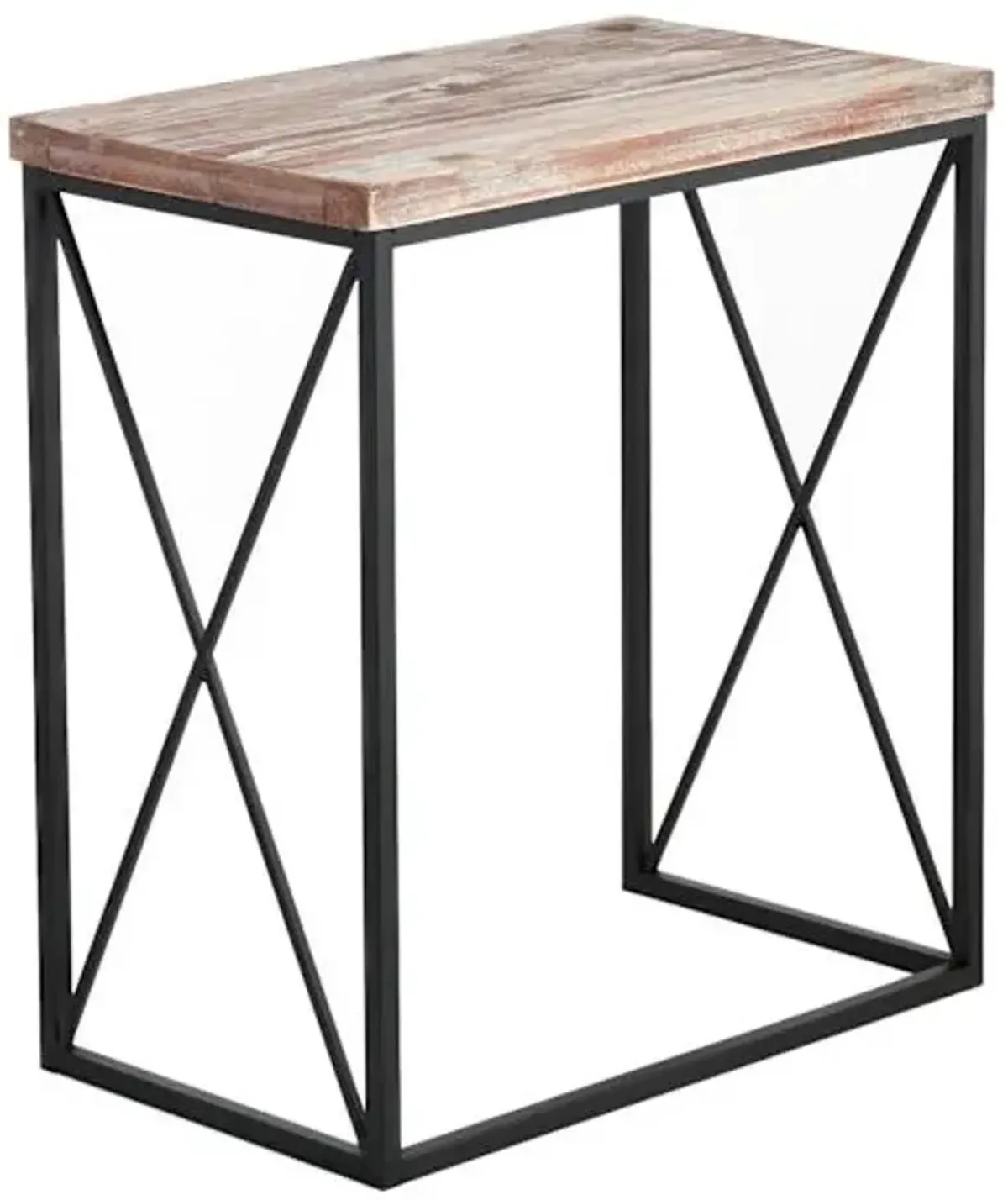 Wooden Top with Black Cross Metal Table, Medium