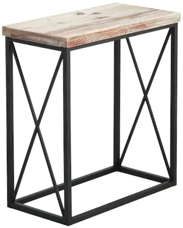 Wooden Top with Black Cross Metal Table, Small