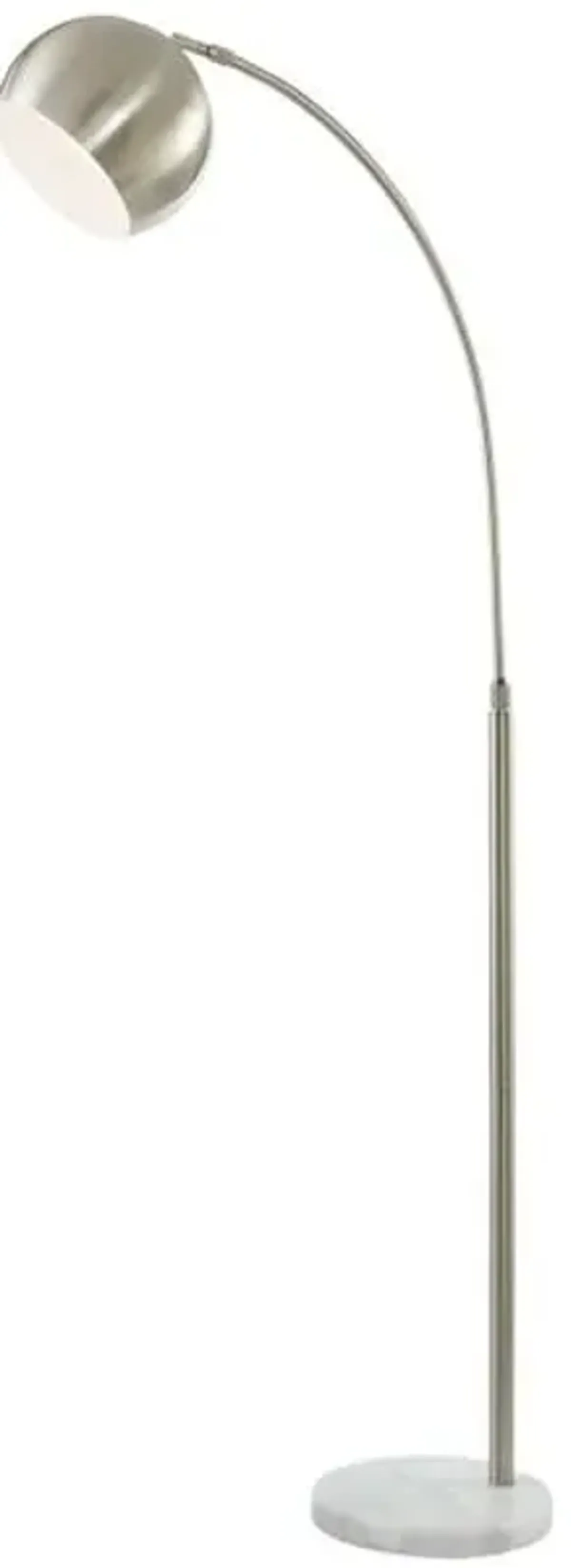 Silver Arc Floor Lamp with Marble Base & Metal Dome Shade, 70"