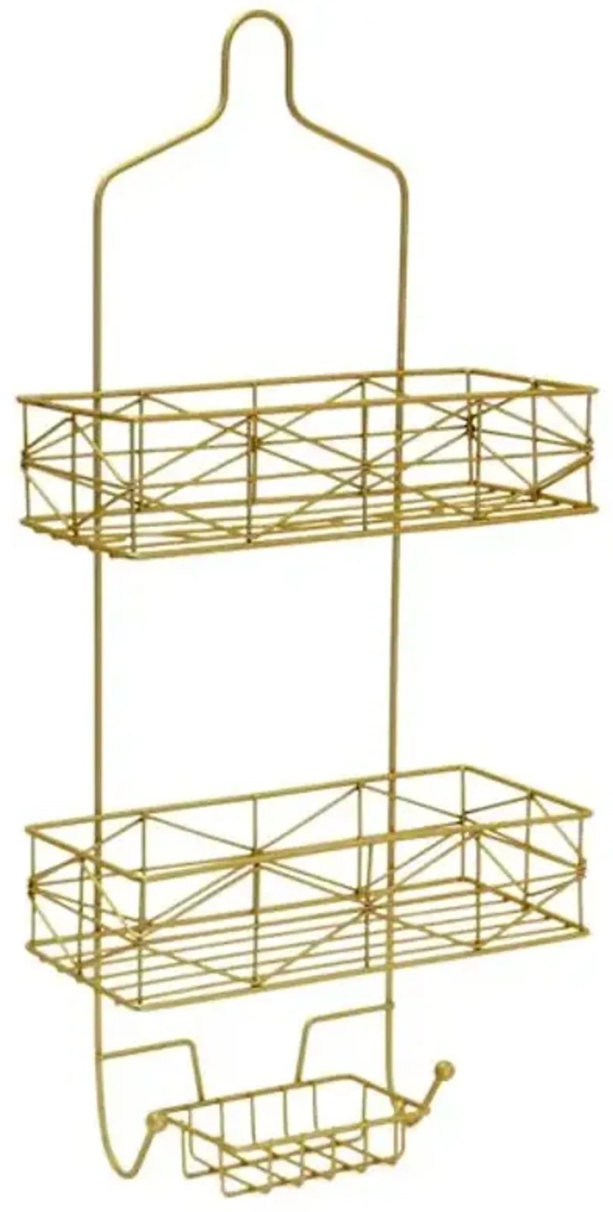 2-Tier Keira Glazed Gold Wire Shower Caddy with Soap Dish