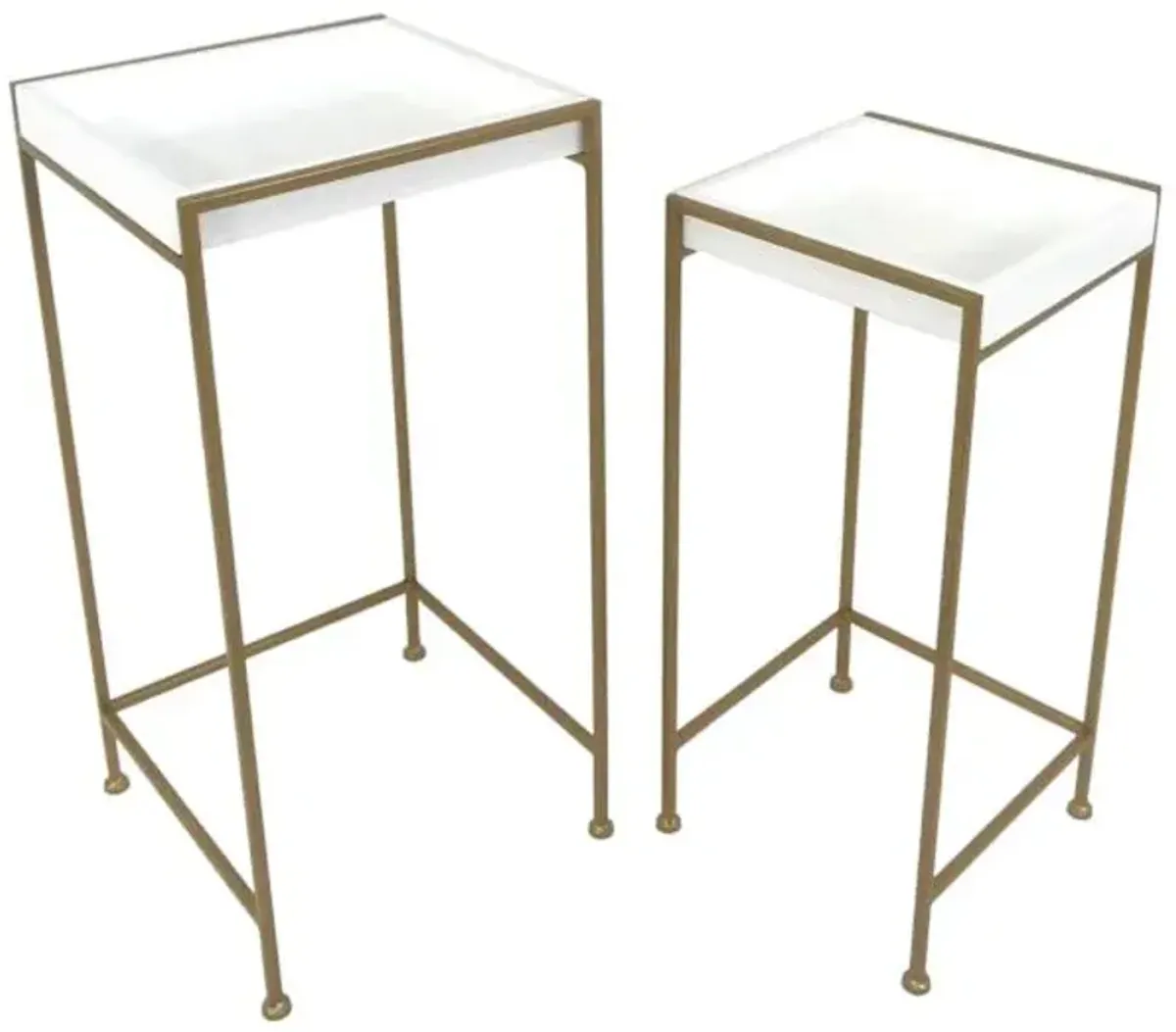 White Plant Stand with Gold Metal Base, Small