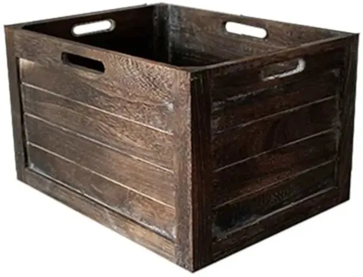Brown Wooden Storage Crate, Large