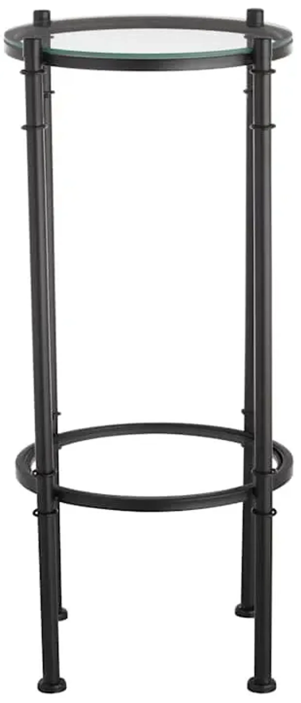 2-Tier Tempered Glass Top with Metal Black Frame Accent Table