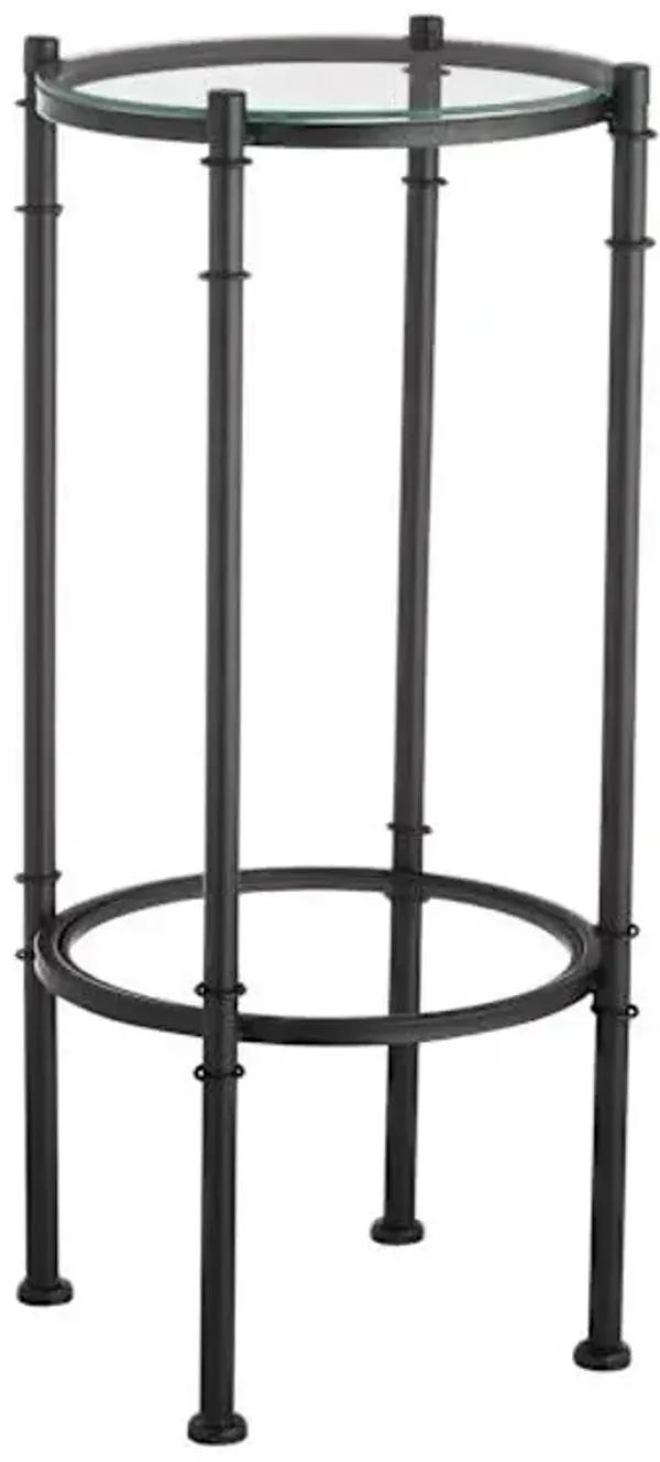 2-Tier Tempered Glass Top with Metal Black Frame Accent Table