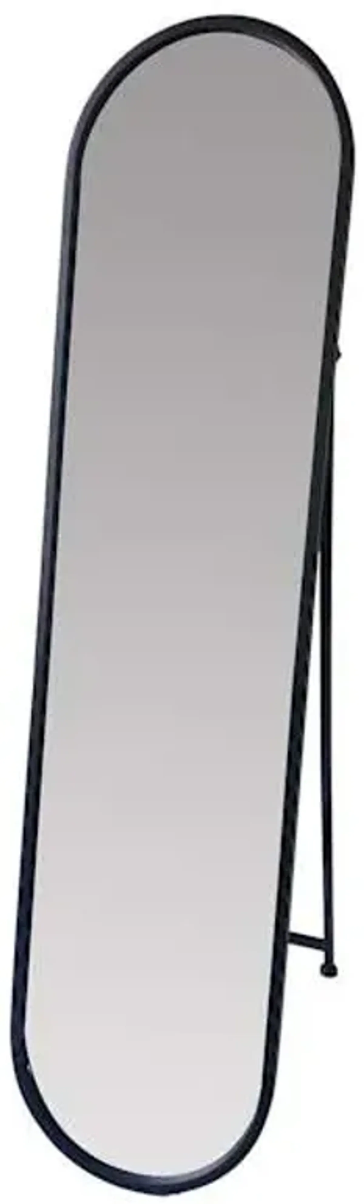 Oval Black Metal Floor Mirror, 15x61