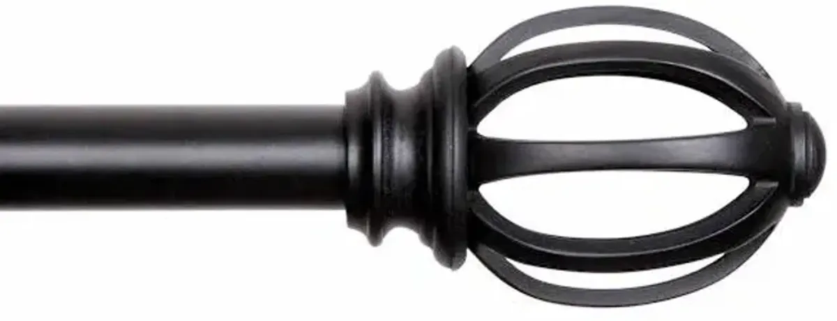 Lilly 5/8" Black Cage Fast Fit Decorative Curtain Rod, 66-120"