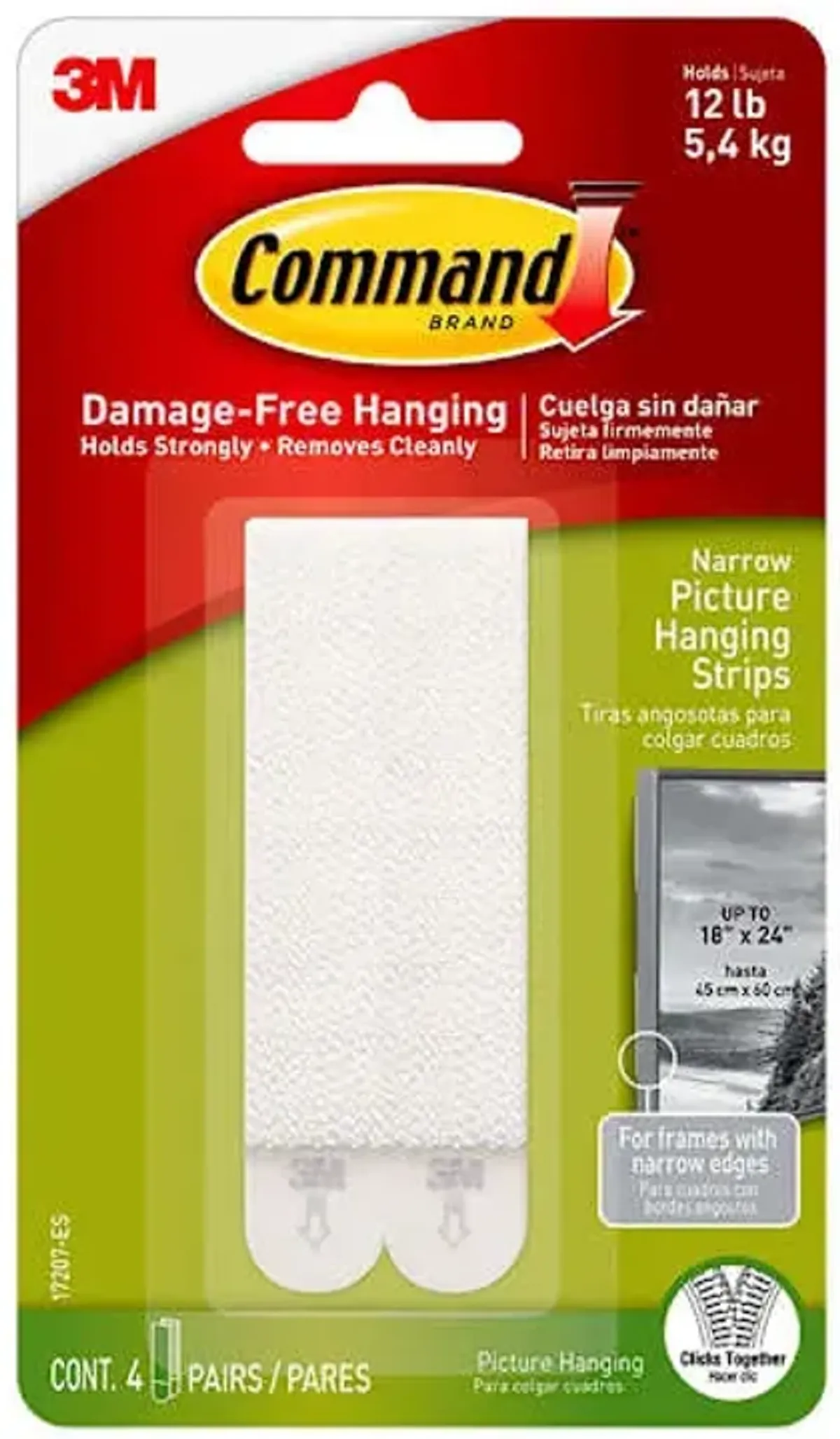 Command™ Narrow Picture Hanging Strips, 4-Sets of Strips/Pack, White