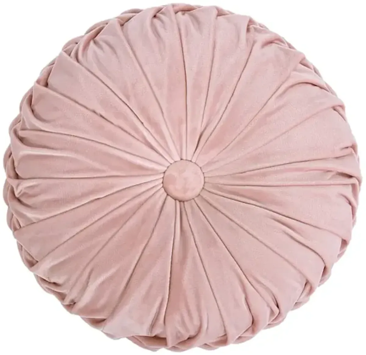Holan Blush Pink Pleated Velvet Round Throw Pillow, 16"