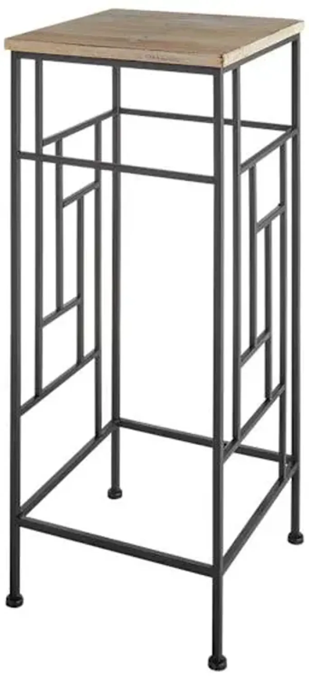 Wooden Top Outdoor Plant Stand with Metal Frame, Large