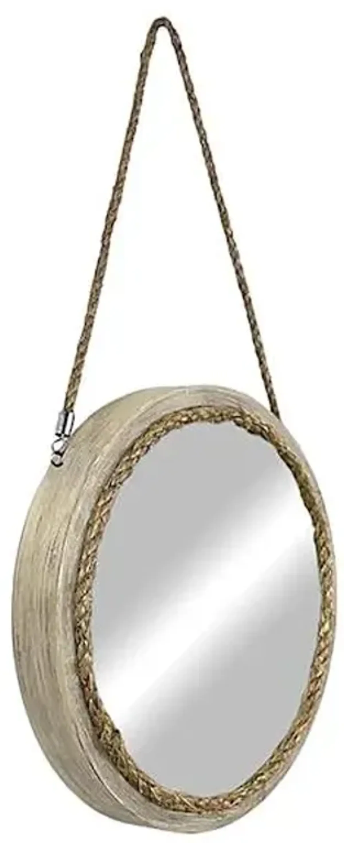 Injection Round Wall Mirror with Rope Accent & Hanger, 16"