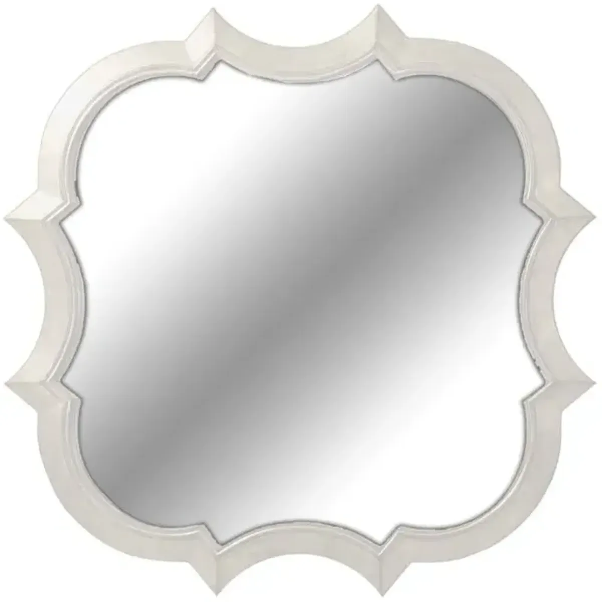 Framed Whitewash Square Quatre Wall Mirror, 14"