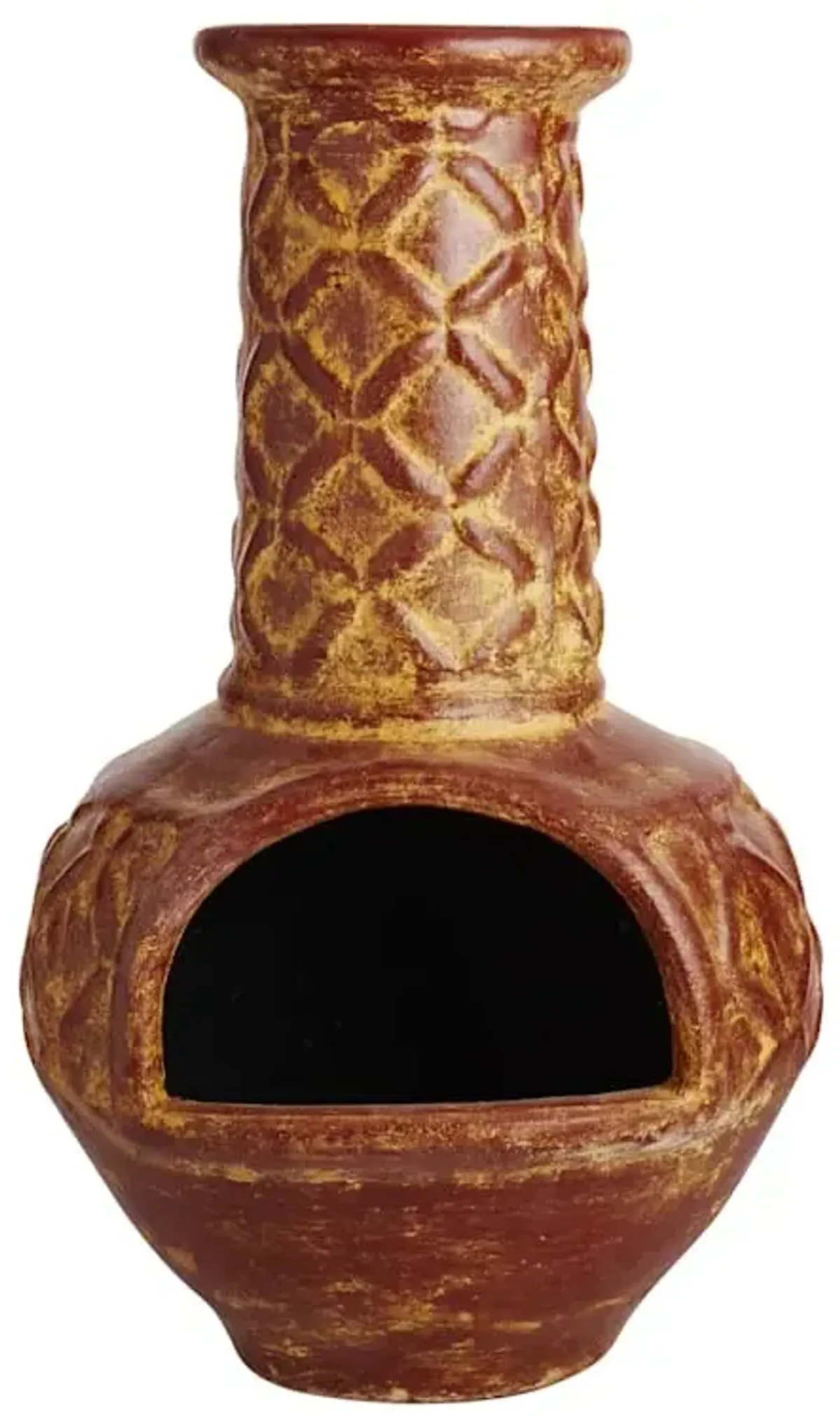 Handmade Clay Hickory Stack Outdoor Chiminea, 38"